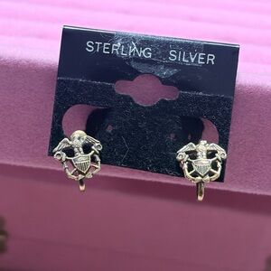 Sterling silver navy insignia screw bag earrings
